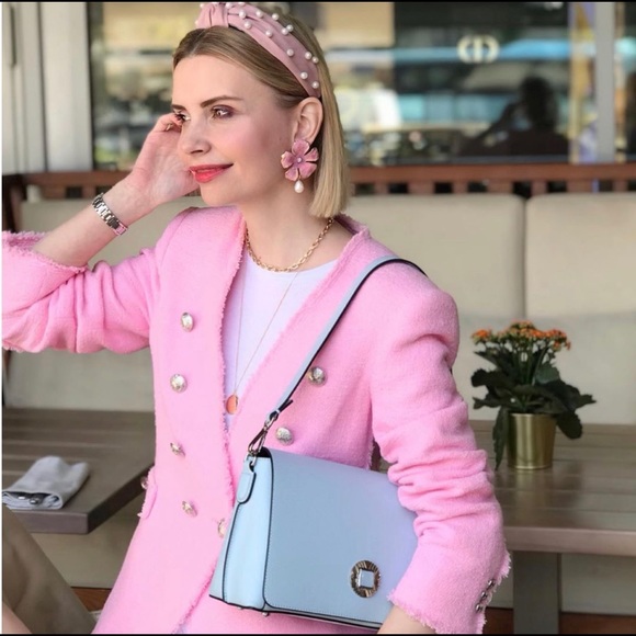 BLOGGERS FAV ZARA PINK TWEED JACKET WITH BUTTONS - Picture 2 of 8